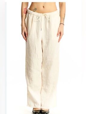 Quince Cream 100% Organic Cotton Drawstring Pants S